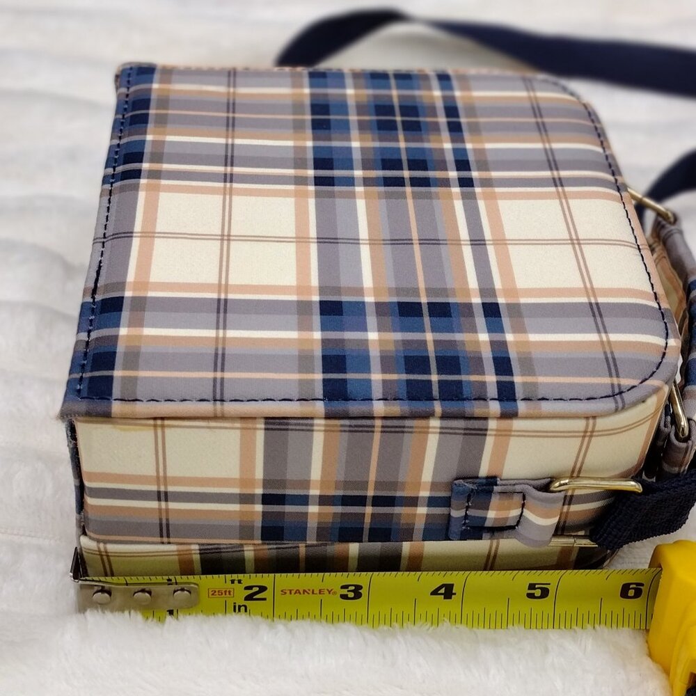 Plaid Mini Train Case Crossbody Bag – Structured Box Purse – Classic Chic - Picture 4 of 8